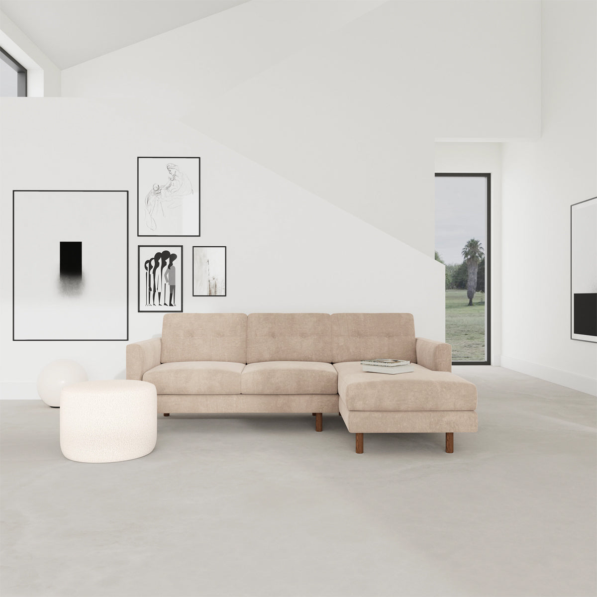 Conrad Fabric Right Chaise Sofa