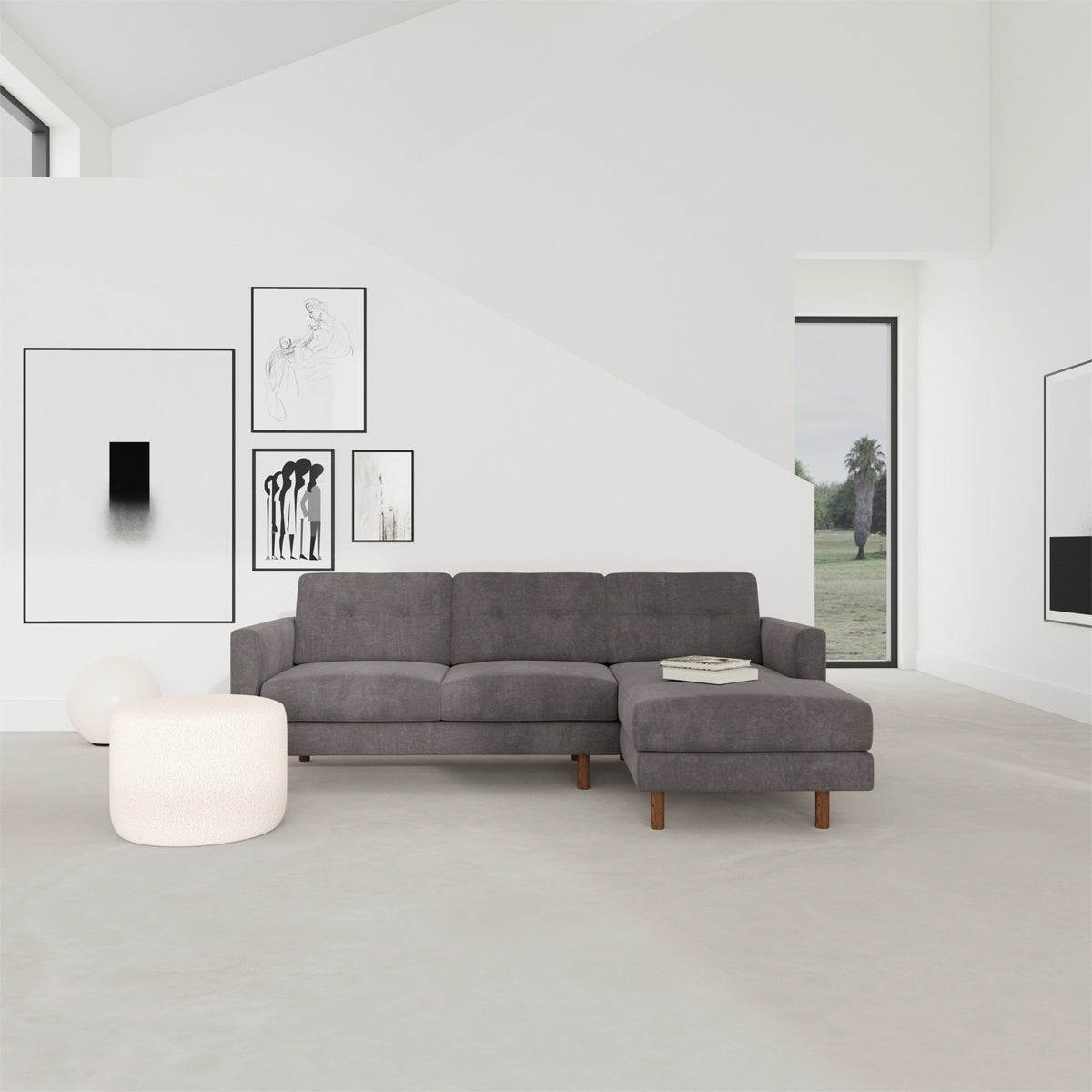 Conrad Fabric Right Chaise Sofa