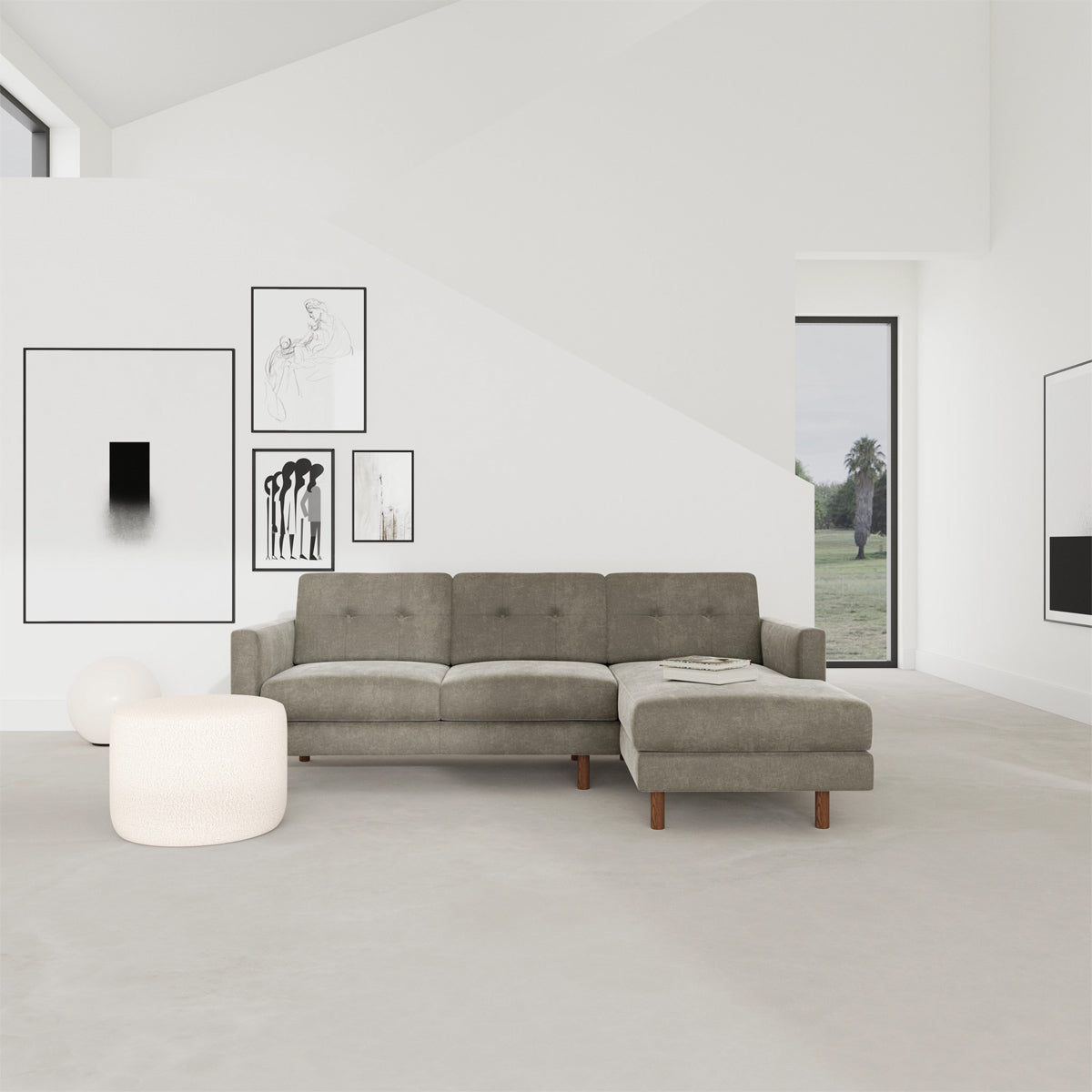 Conrad Fabric Right Chaise Sofa