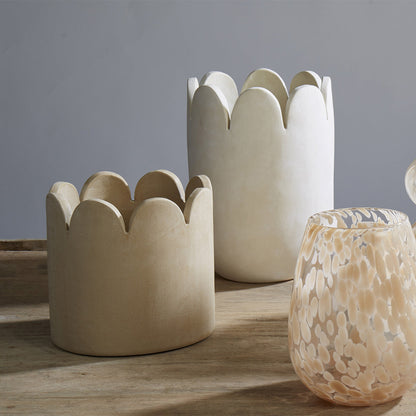 Ceramic Stone Wash Scalloped Vessel